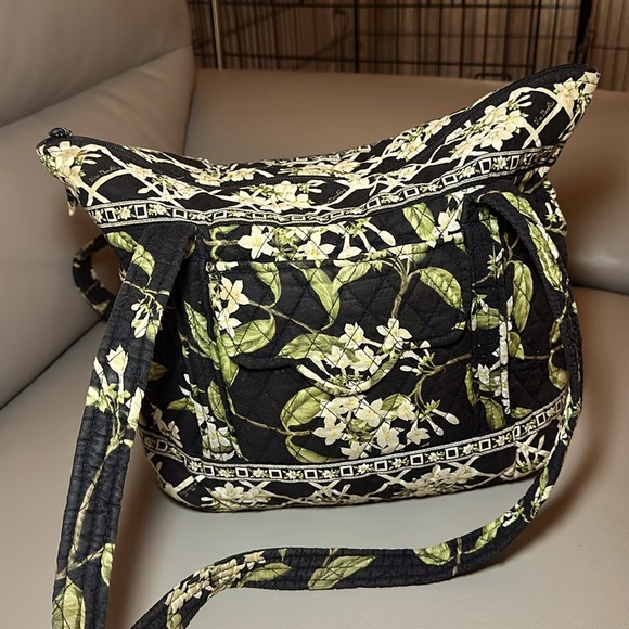 Vintage Vera Bradley Jasmine Black White Green Floral Purse - Great Condition - Picture 4 of 8